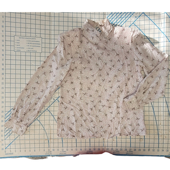 Vintage TJW Pink Gray Confetti Turtle Neck Button Back Long Sleeve Blouse Top - Picture 5 of 14